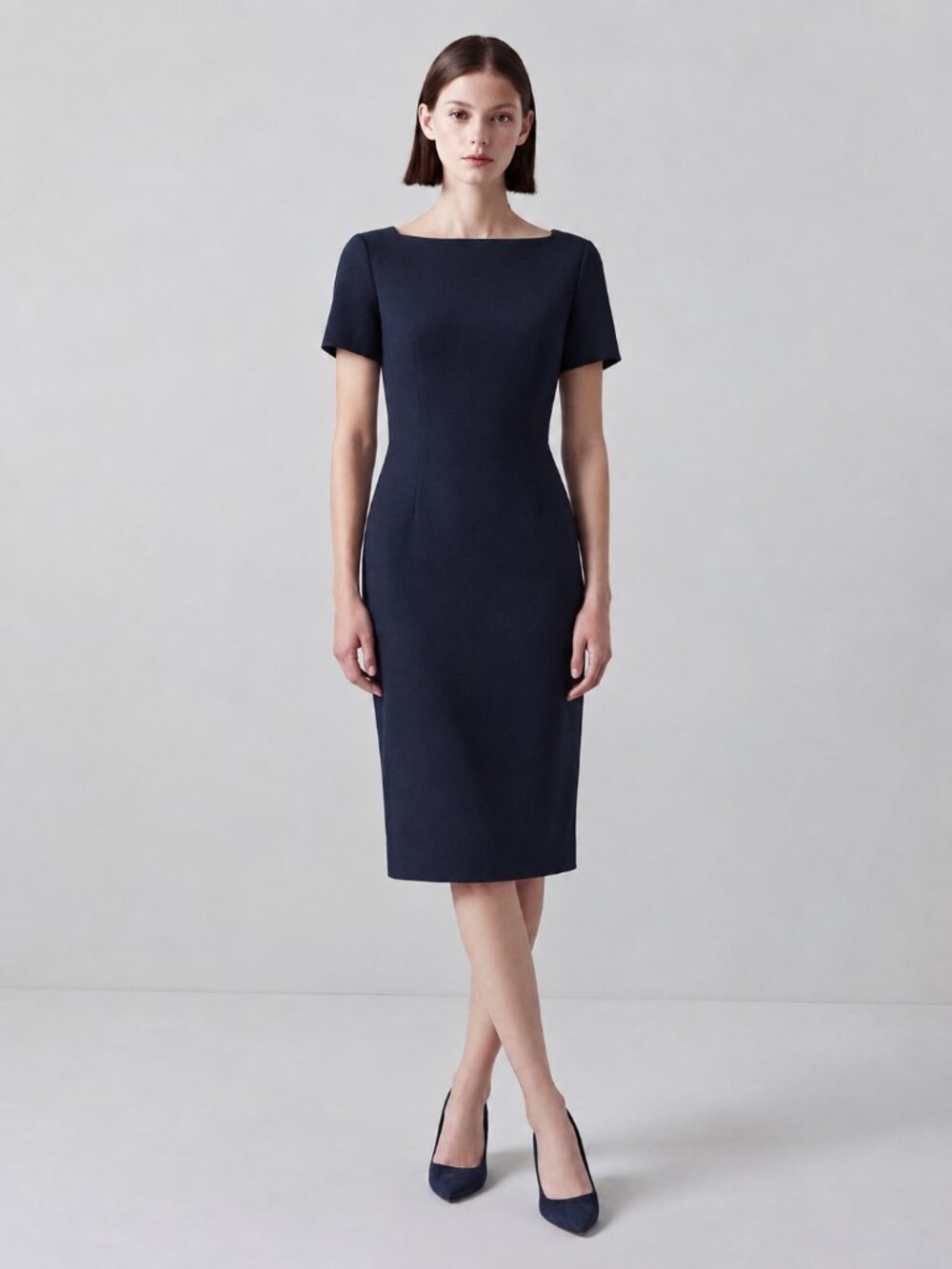 Rickie Freeman Teri Jon 100% Wool Crepe VTG Corpcore Desk to Dinner Dress 8